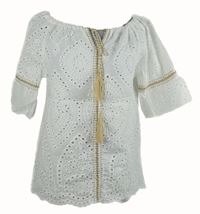 Dámská bílá madeirová boho halenka s výšivkou Made in Italy