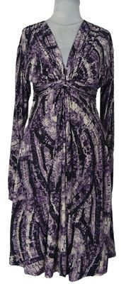 Dámske fialové vzorované šaty