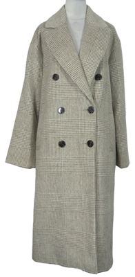 Dámsky béžový vzorovaný vlnený kabát Primark