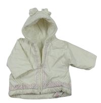 Biela semišová zateplená bunda s výšivkou Mothercare