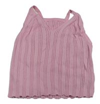 Svetloružový rebrovaný úpletový crop top Shein