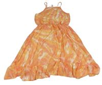 ORanžovo-růžovo-bílé šifonové šaty H&M vel.176