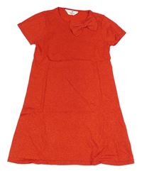 Červené trblietavé úpletové šaty s mašlou H&M