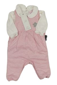 Nové- 2set- růžové zateplené laclové tepláky+ bílé body F&F