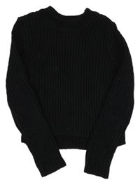 Čierny rebrovaný crop sveter Tahari
