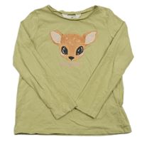 Olivové triko se srnkou H&M