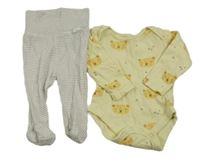 2set- žluté body s tygry+ pruhované polodupky