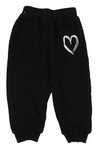 Černé cuff tepláky se srdíčkem Shein 