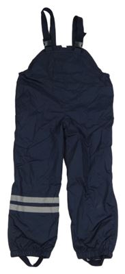 Tmavomodré šusťákové podšité laclové kalhoty s proužky Topolino