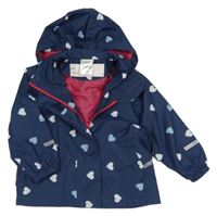 Tmavomodrá šušťáková jarná bunda so srdiečkami a kapucňou Impidimpi