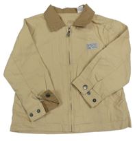 Béžová plátenná jarná bunda s nášivkou Zara