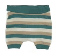 Petrolejovo-béžovo-biele pruhované pletené kraťasy Alana