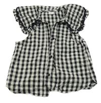 Černo-bílá kostkovaná crop halenka Next