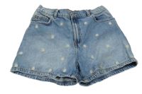 Modré rifľové kraťasy s kvetinami