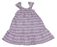 Fialovo-biele pruhované šaty s volánikmi Topolino