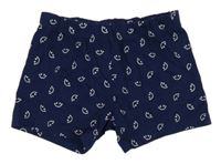 Tmavomodré ľahké teplákové kraťasy so smajlíkmi LC WAIKIKI