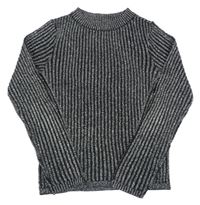 Čierno-strieborné úpletové tričko H&M