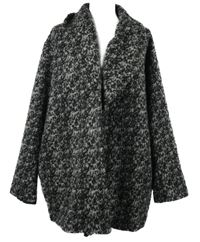 Dámský černo-šedý vzorovaný vlněný kabát C&A