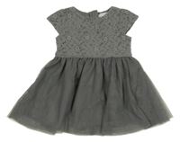Tmavošedé šaty s tylovou sukní Minoty