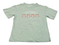 Svetlomodré tričko s dievčatkom a nápismi