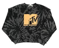 Čierno-sivá vzorovaná crop mikina s potlačou H&M