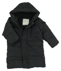 Čierny šušťákový zimný kabát s kapucňou zn. Tu