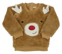 Hnedá chlpatá mikina so sobom zn. Lupilu