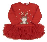 Červené šaty se sobem a tylovou sukní F&F