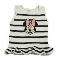 Smetanovo-čierna pruhovaná pletená vesta s Minnie Disney