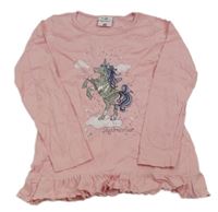 Svetloružová tunika s jednorožcom a volánikom Topolino