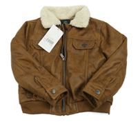 Nové - hnědý semišový zateplený bomber s huňatým golierikom Firetrap