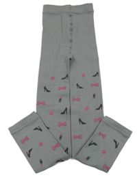 Sivé pančuskové thermo legíny s mašľami Ergee