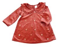 Červené sametové šaty se srdíčky a límečkem H&M