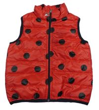 Červená bodkovaná á šušťáková zateplená vesta