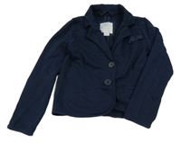 Tmavomodré teplákové sako s mašlí