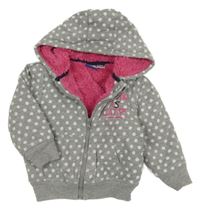 Sivá bodkovaná á prepínaci zateplená mikina s nápisom a kapucňou Lupilu