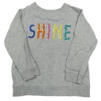 Sivá mikina s nápisom a flitrami M&Co.