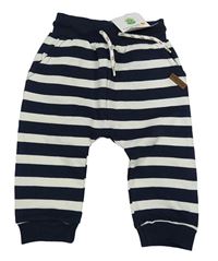 Nové - Tmavomodro-bílé pruhované tepláky Topomini