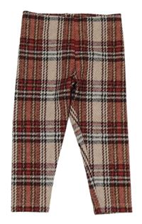 Tmavo-svetloružové kockované úpletové legíny F&F