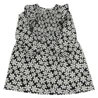Čierno-biele kvetované šaty s volánikmi Primark