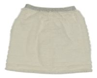 Smotanová kožušinová sukňa s trblietavým pasom