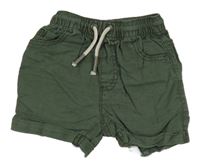 Tmavozelené ľanové kraťasy Next