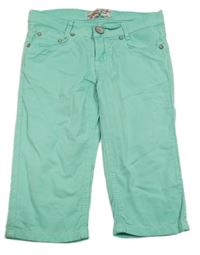 Mátové capri plátěné kalhoty Blue Effect