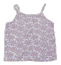 Lila-biely kvetovaný crop top Kiki&Koko