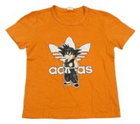 Oranžové tričko s potiskem - Adidas