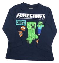 Tmavomodré triko s potiskem - Minecraft
