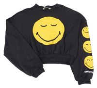 Antracitová crop mikina se smajlíkem H&M