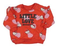 Jahodová mikina s Kitty a srdiečkami Sanrio