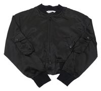 Černý saténový lehký crop bomber Candy