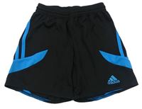 Černo-modré funkční sportovní kraťasy s logem Adidas